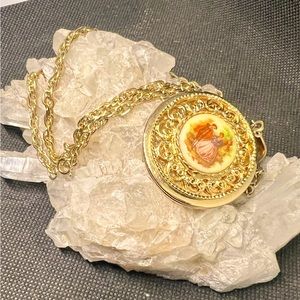 Vintage Courting  Couple locket with chain